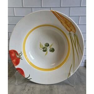 Crate & Barrel White Vegetable Serving Bowl/Judith Moss Kruger Italy 13½" GUC
